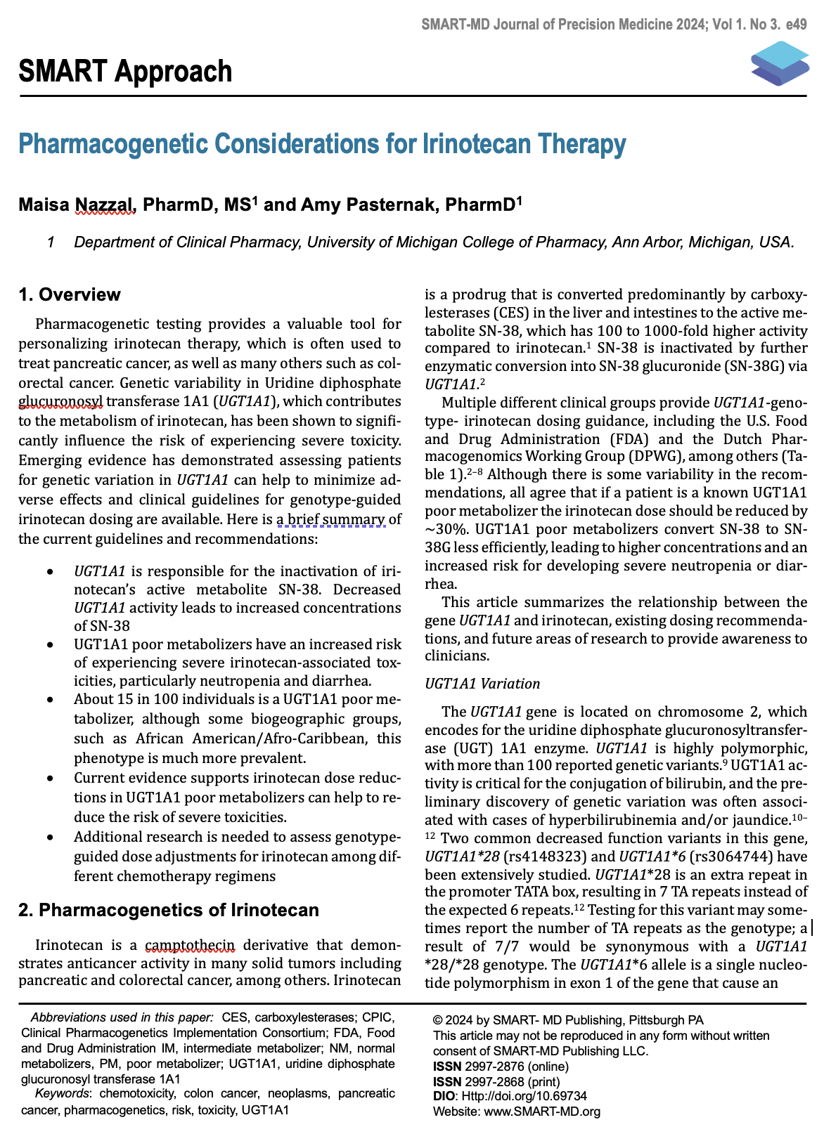First page of review article on Irinotecan Therapy