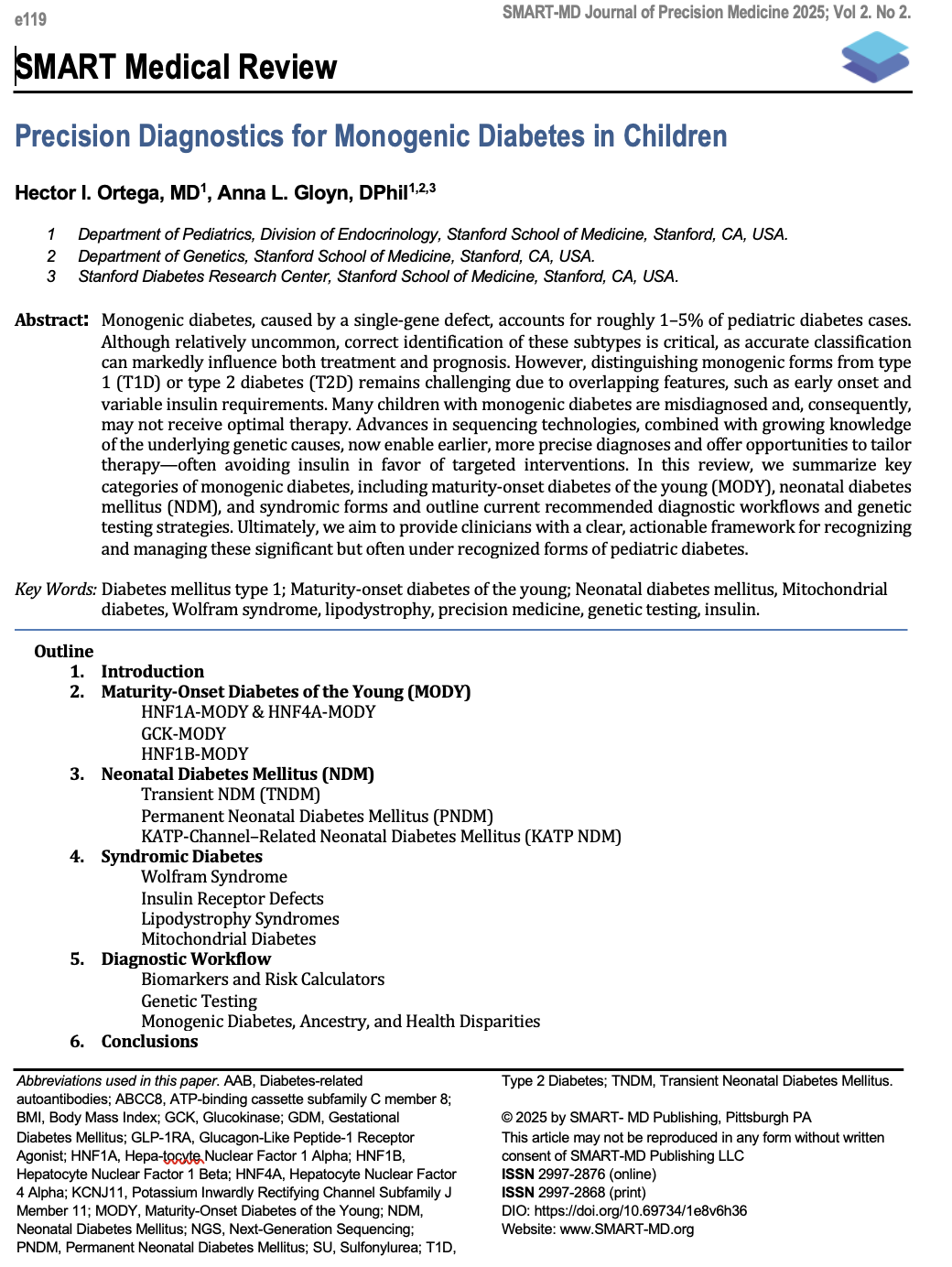 Image of the first page of the article by Ortaga and Gloyn